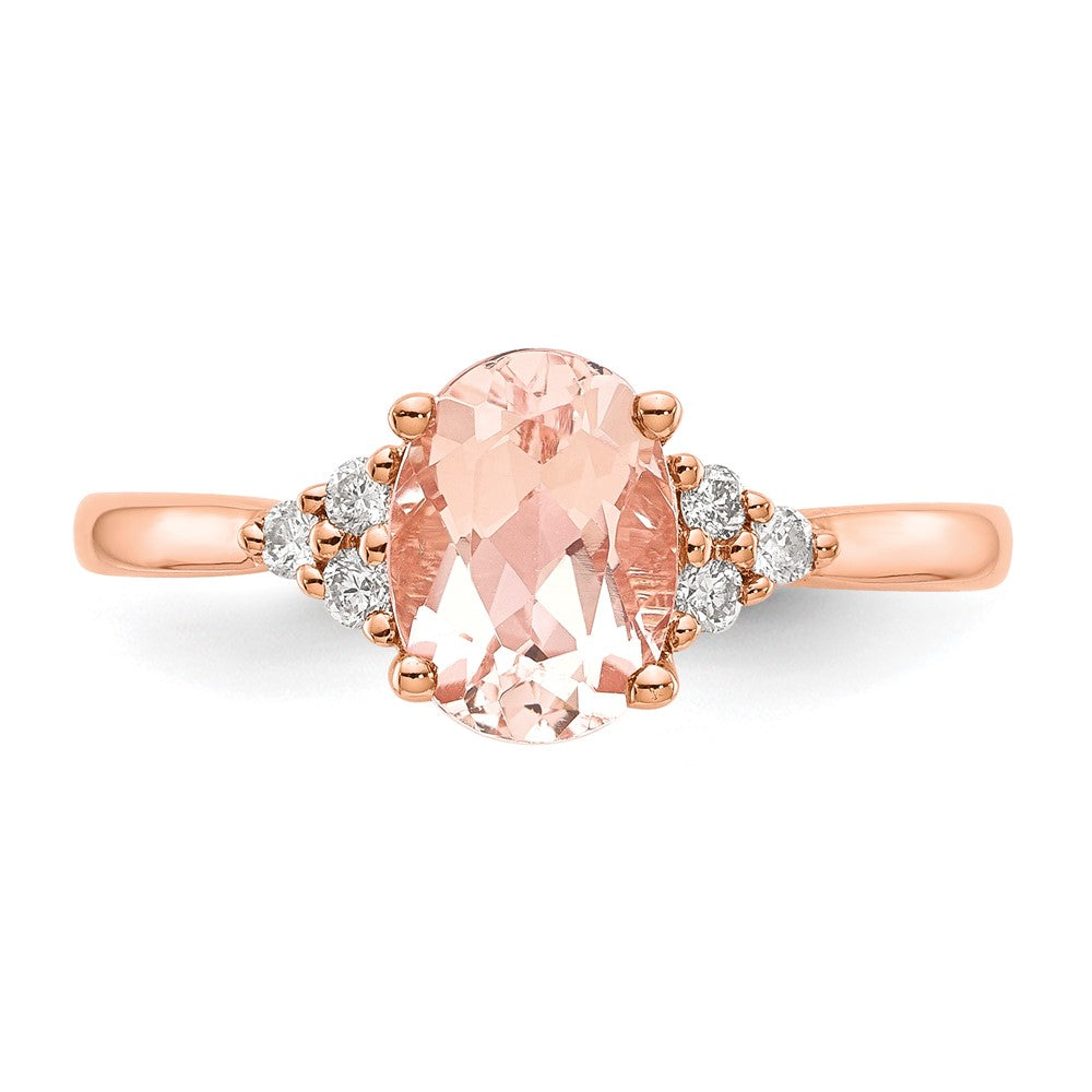 14k Rose Gold Morganite & Real Diamond Ring