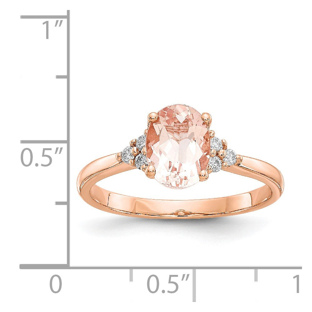 14k Rose Gold Morganite & Real Diamond Ring