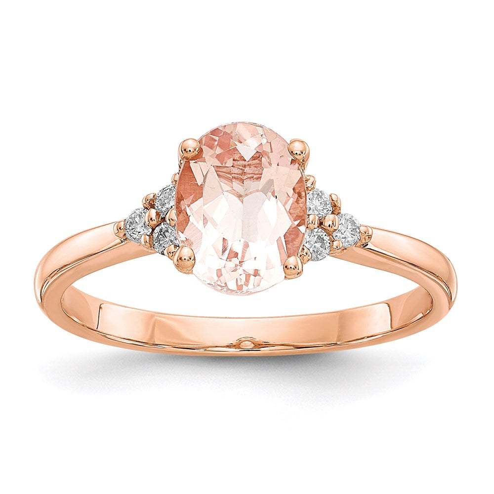 14k Rose Gold Morganite & Real Diamond Ring