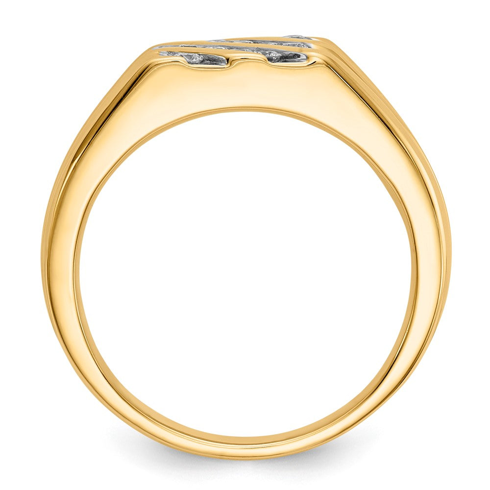 14K Yellow Gold Real Diamond Mens Ring