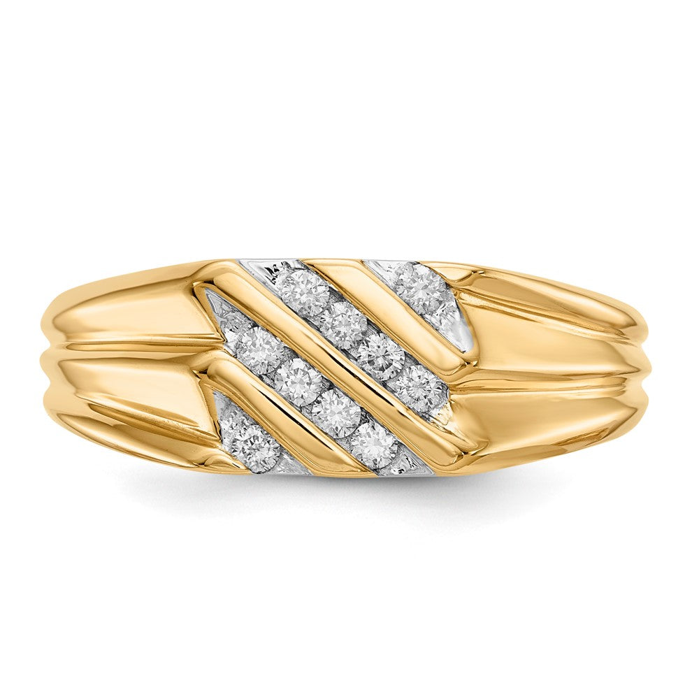 14K Yellow Gold Real Diamond Mens Ring