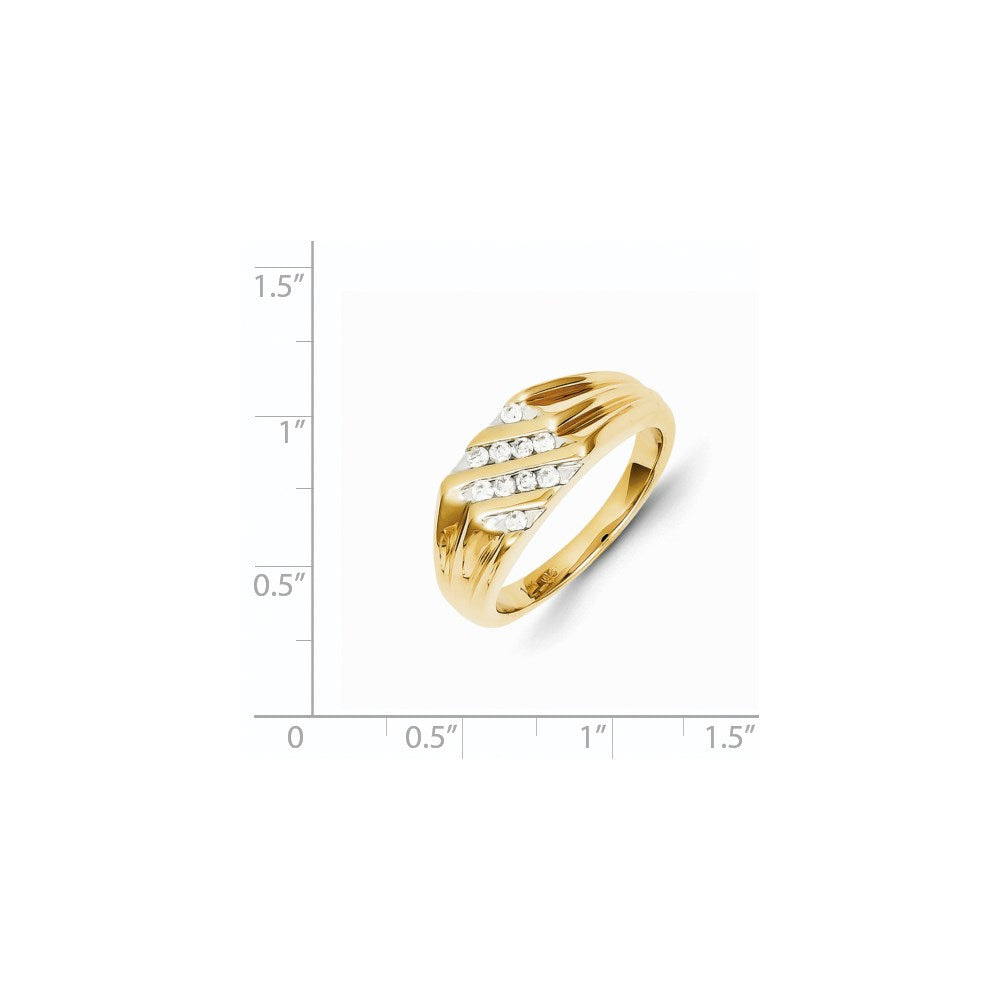 14K Yellow Gold Real Diamond Mens Ring