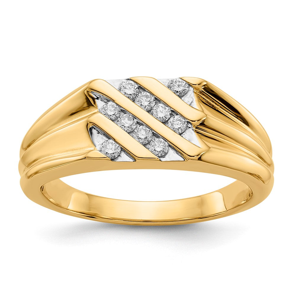 14K Yellow Gold Real Diamond Mens Ring