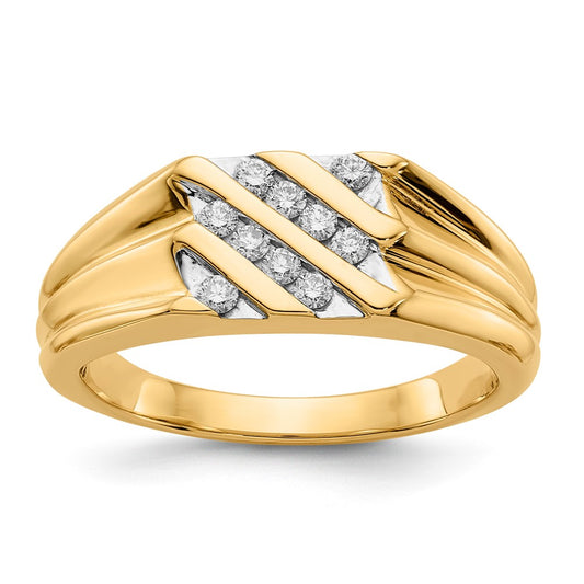 14K Yellow Gold Real Diamond Mens Ring