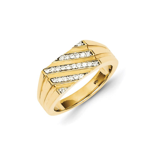 14K Yellow Gold Real Diamond Mens Ring