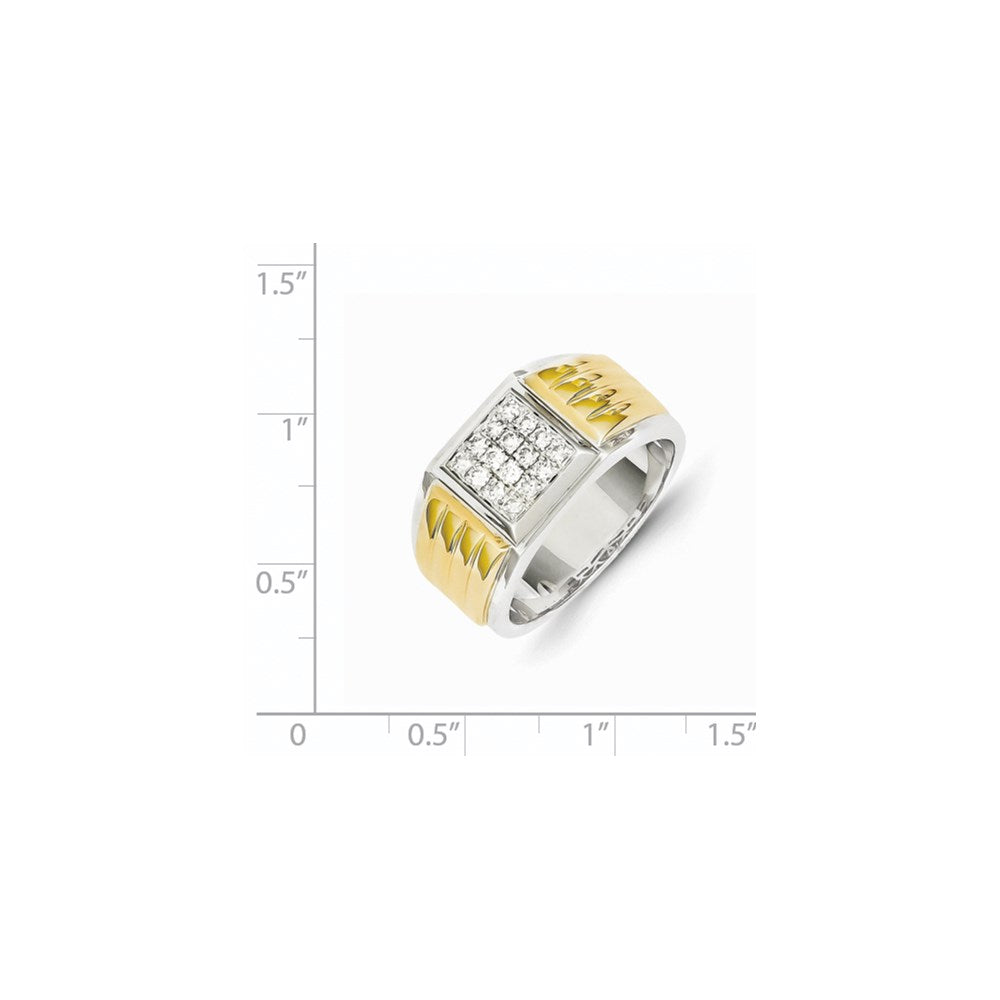 14K Yellow & White Gold Real Diamond Square Men's Ring