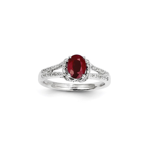 14k White Gold Real Diamond & Ruby Ring