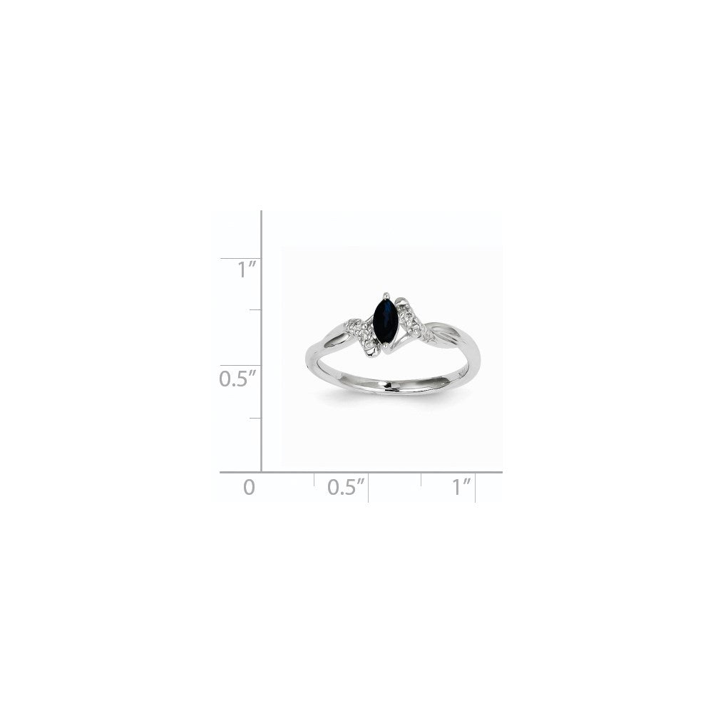 14K White Gold Real Diamond & Sapphire Ring