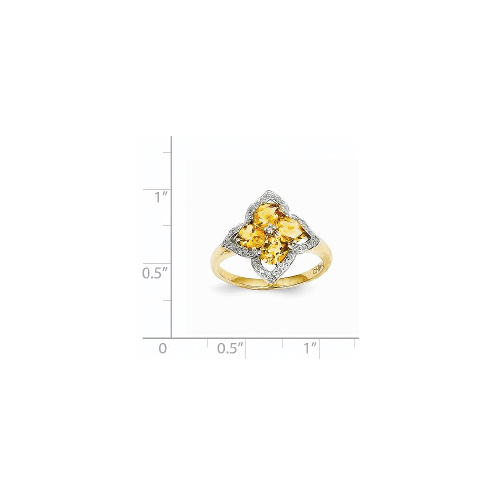 14K Yellow Gold Citrine and Real Diamond Ring