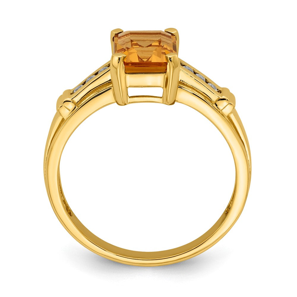 14K Yellow Gold Citrine and White Topaz Square Ring