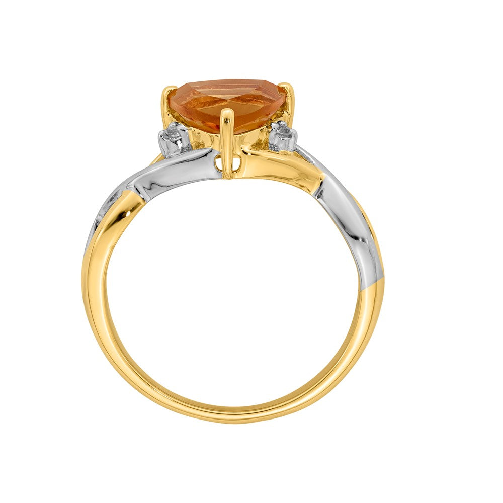 14K Yellow Gold Citrine and White Topaz Trillion Ring