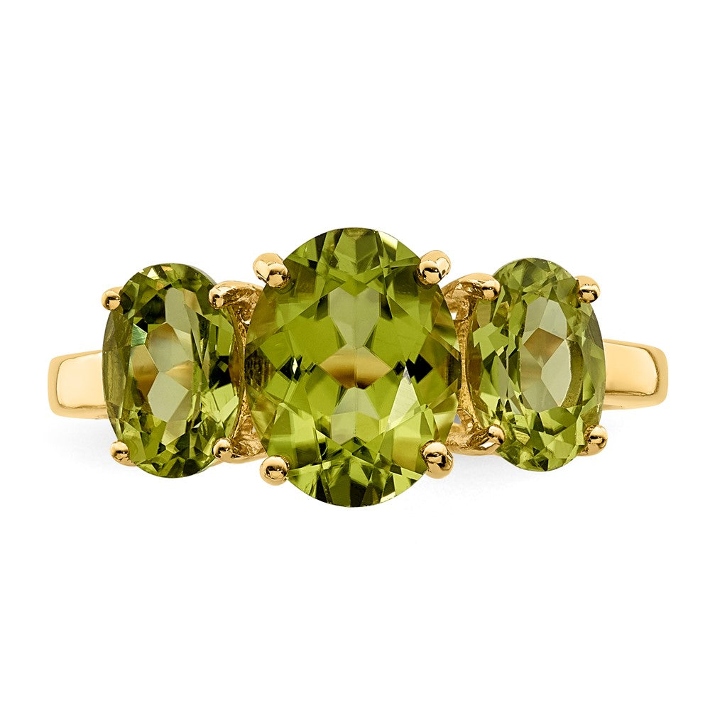 14K Yellow Gold Peridot Oval Ring