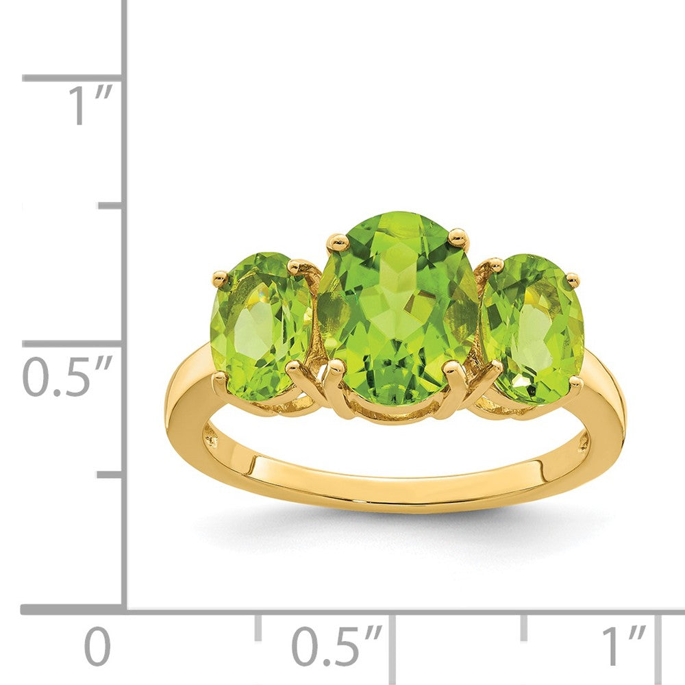 14K Yellow Gold Peridot Oval Ring