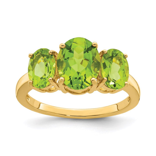 14K Yellow Gold Peridot Oval Ring