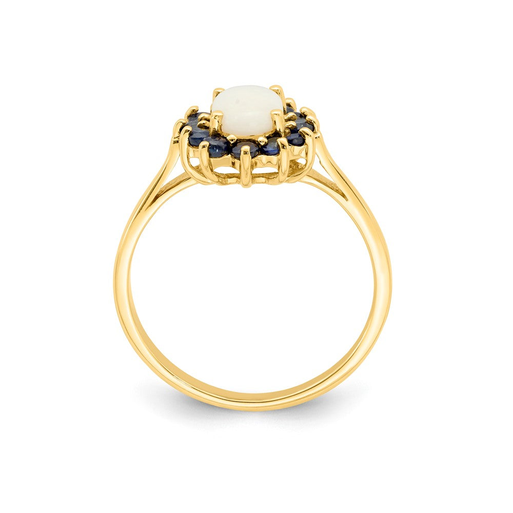 14K Yellow Gold Opal and Sapphire Ring