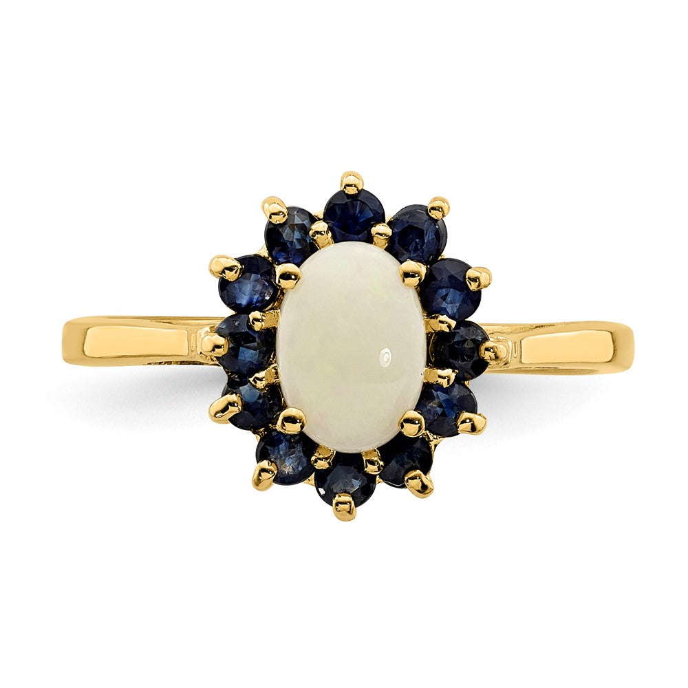 14K Yellow Gold Opal and Sapphire Ring