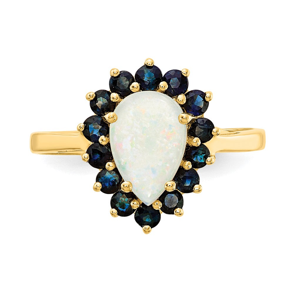 14K Yellow Gold Opal and Sapphire Ring