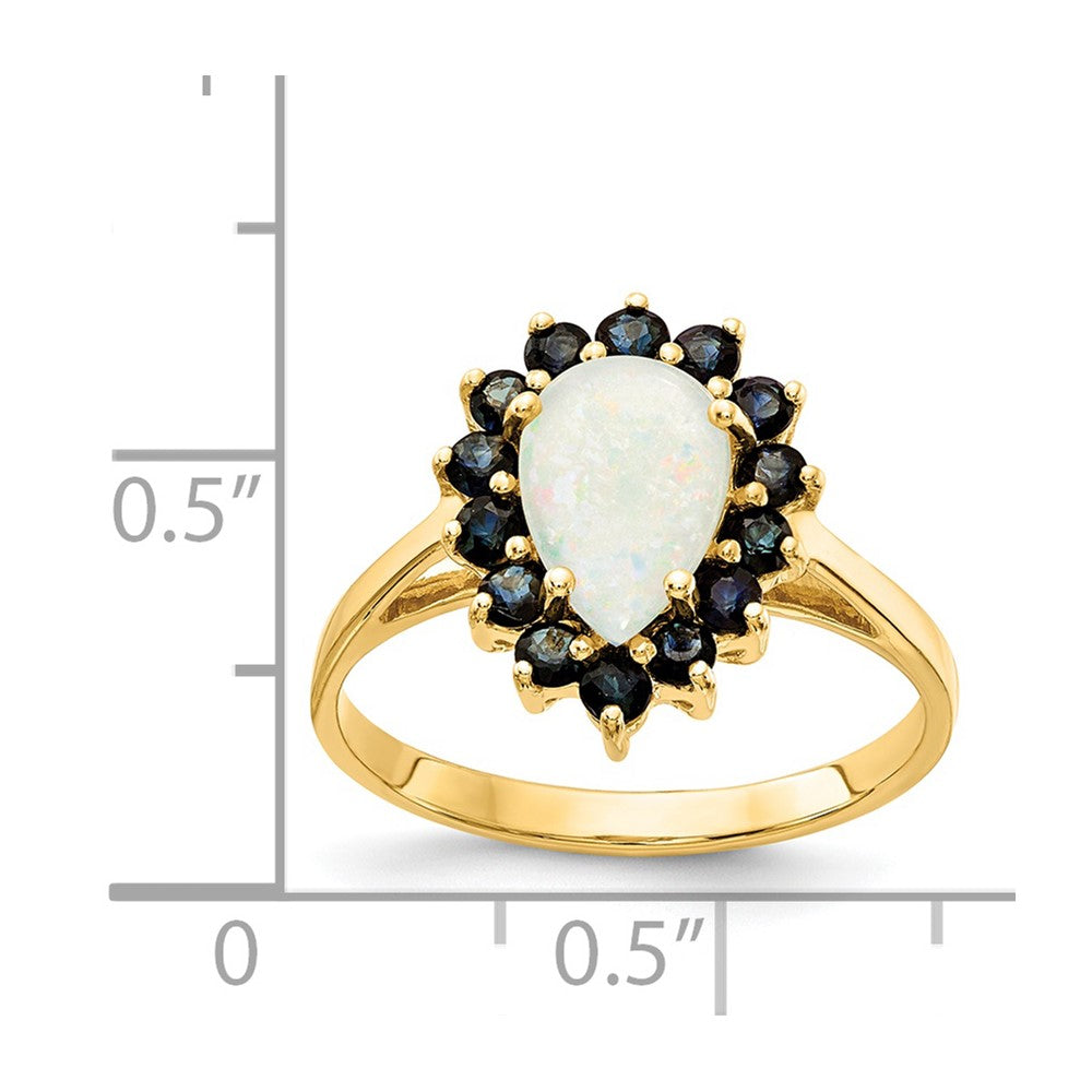 14K Yellow Gold Opal and Sapphire Ring