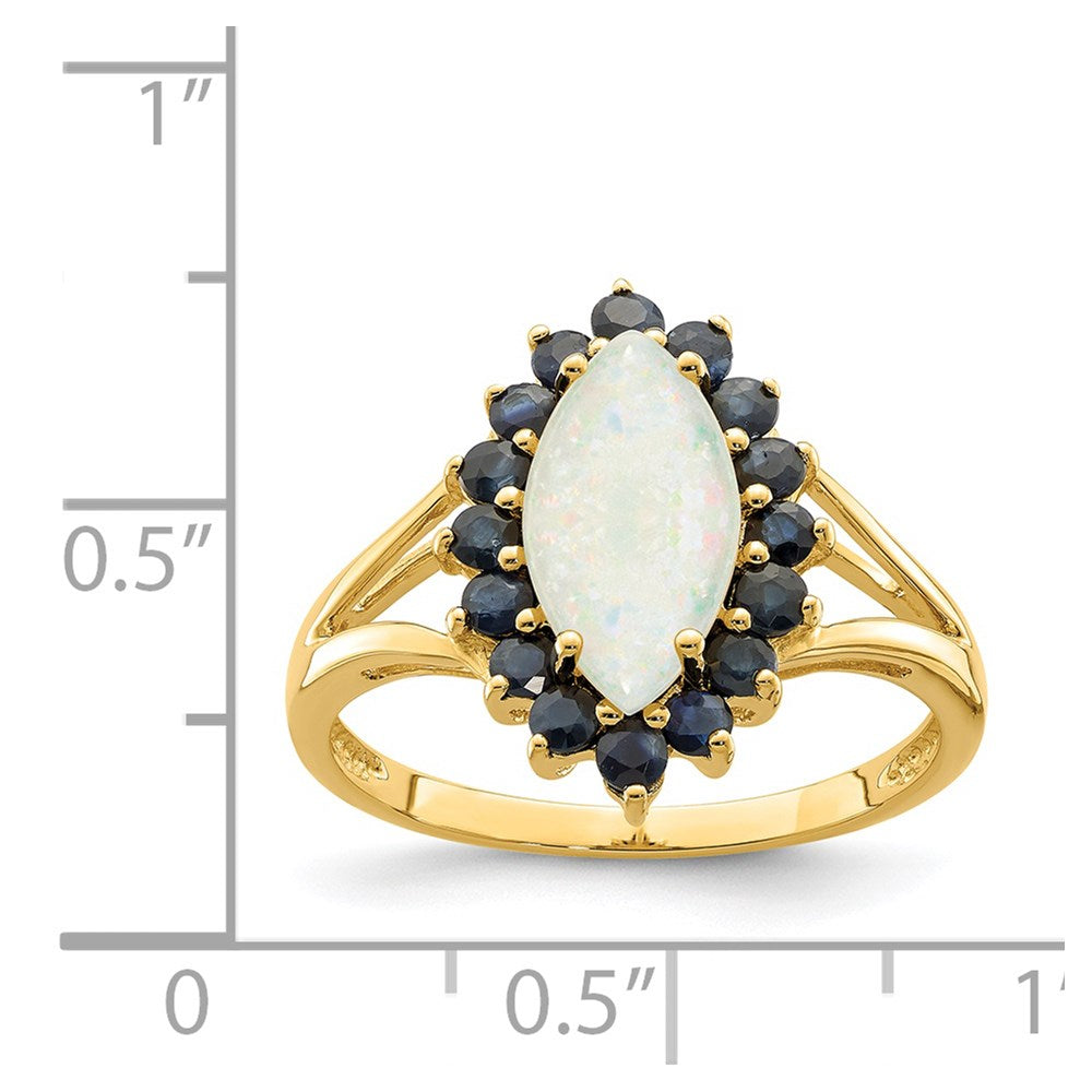 14K Yellow Gold Opal and Sapphire Ring