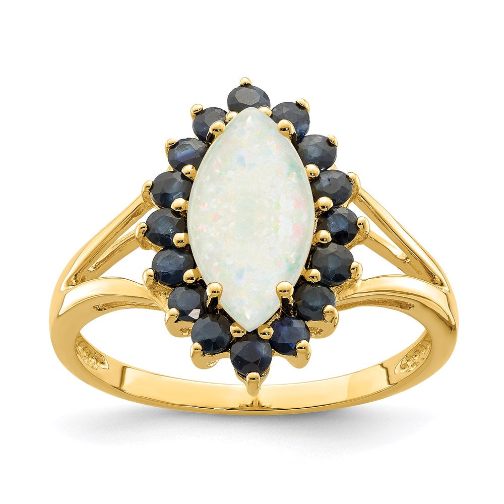 14K Yellow Gold Opal and Sapphire Ring