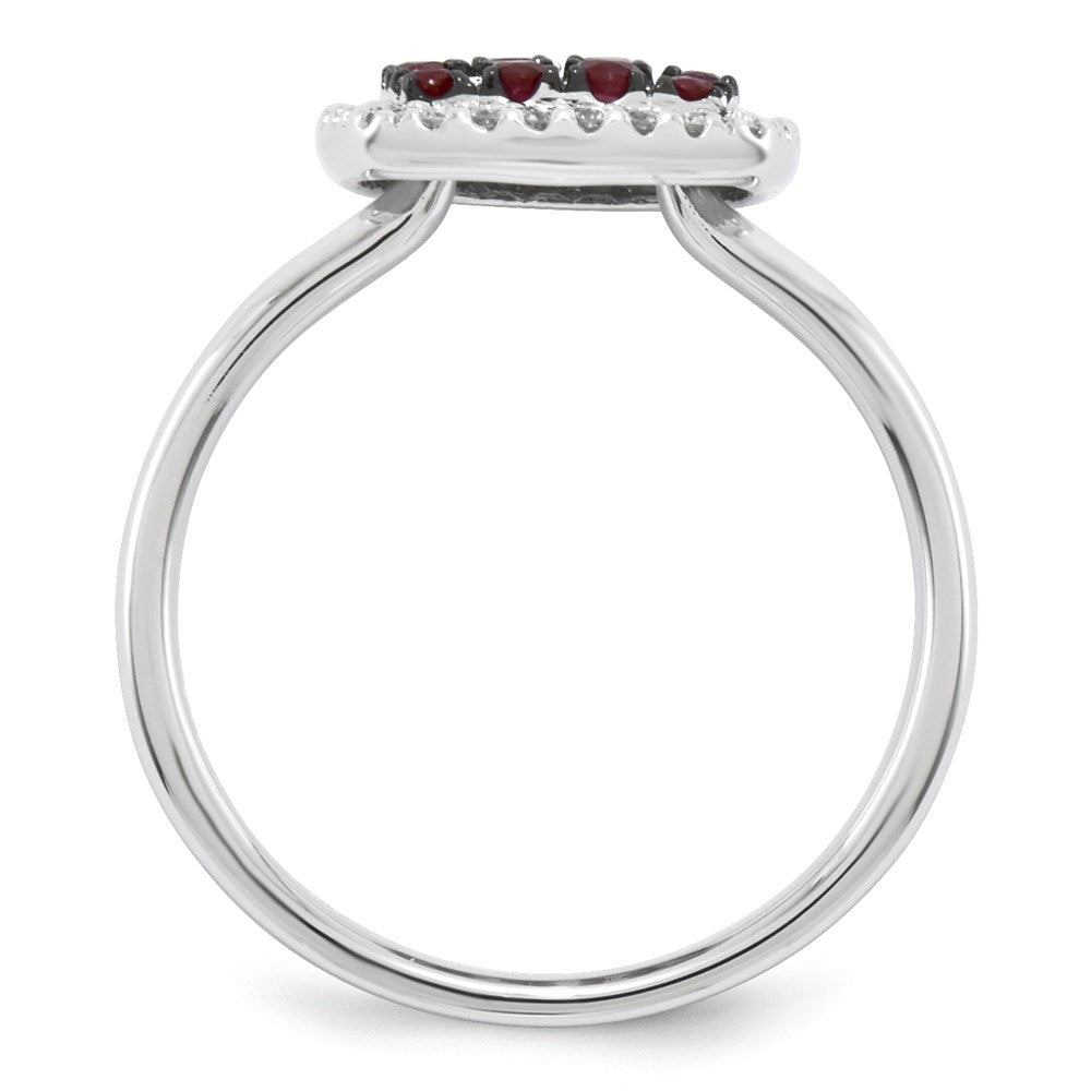 14k White Gold Real Diamond & Ruby Ring