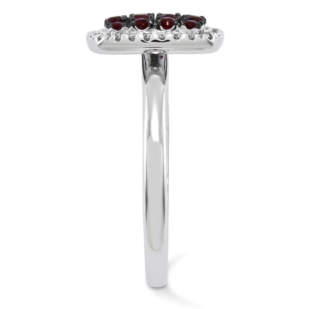 14k White Gold Real Diamond & Ruby Ring