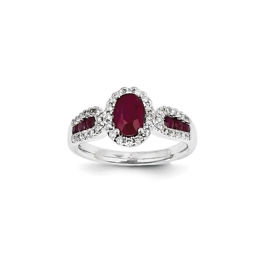 14k White Gold Real Diamond & Ruby Ring