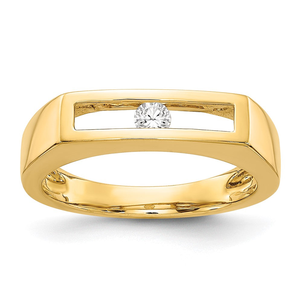 14K Gold Polished Real Diamond Ring