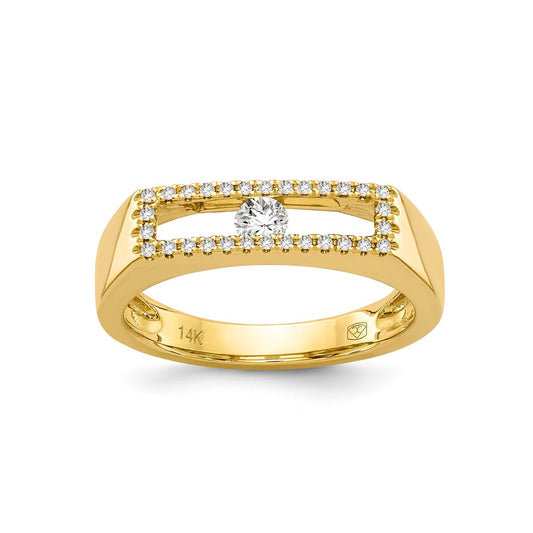 14K Gold Polished Real Diamond Ring