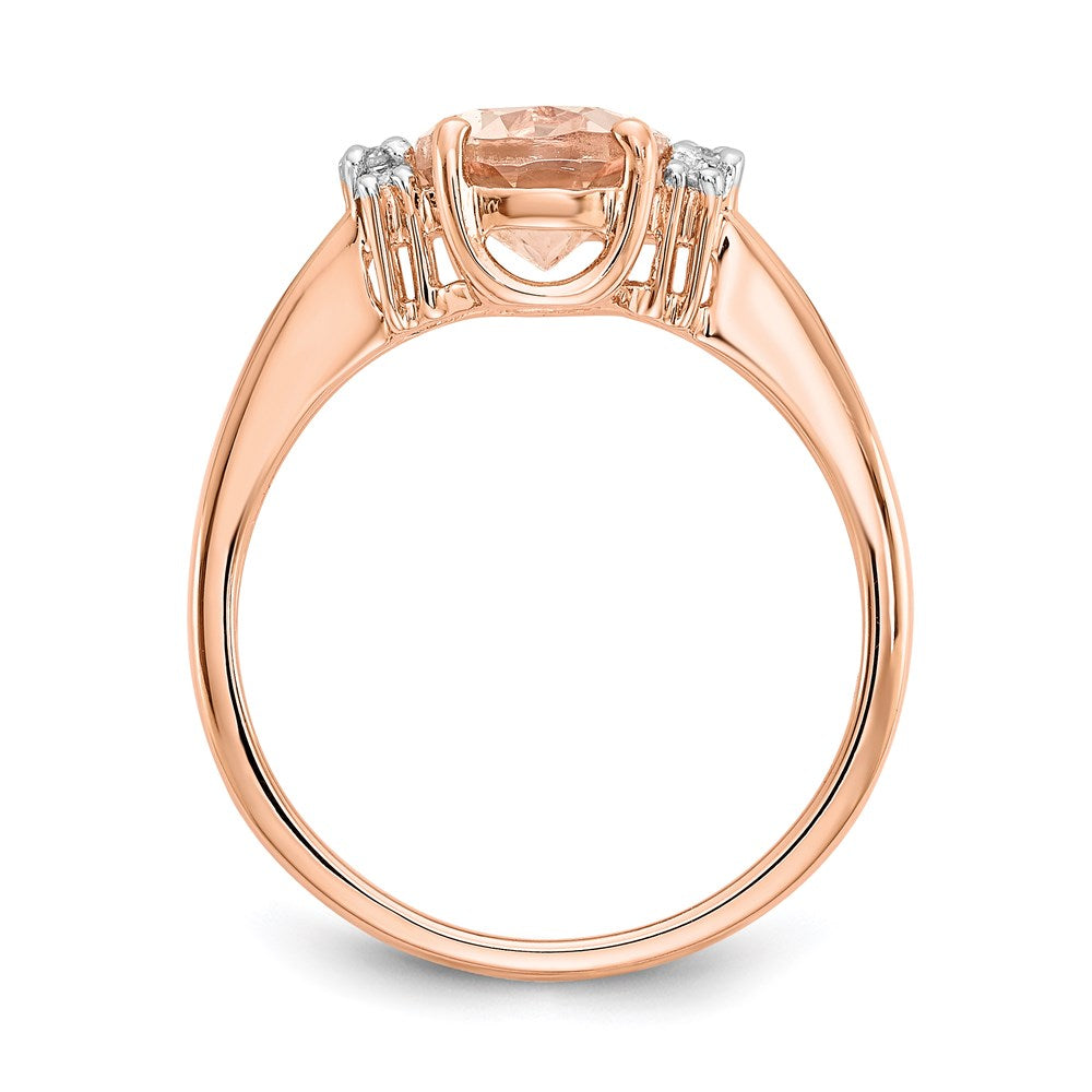 14K Rose Gold Morganite and Real Diamond Ring