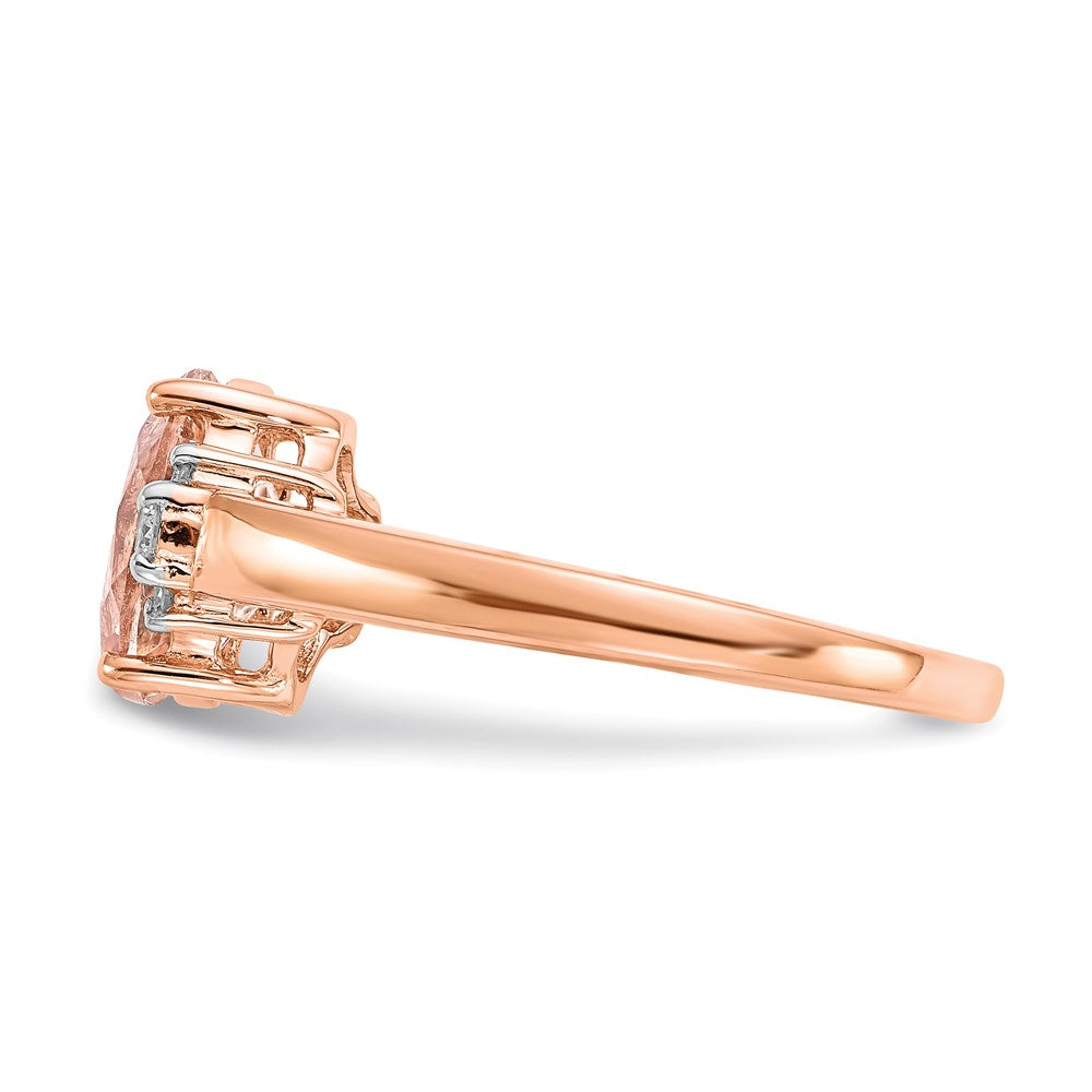 14K Rose Gold Morganite and Real Diamond Ring