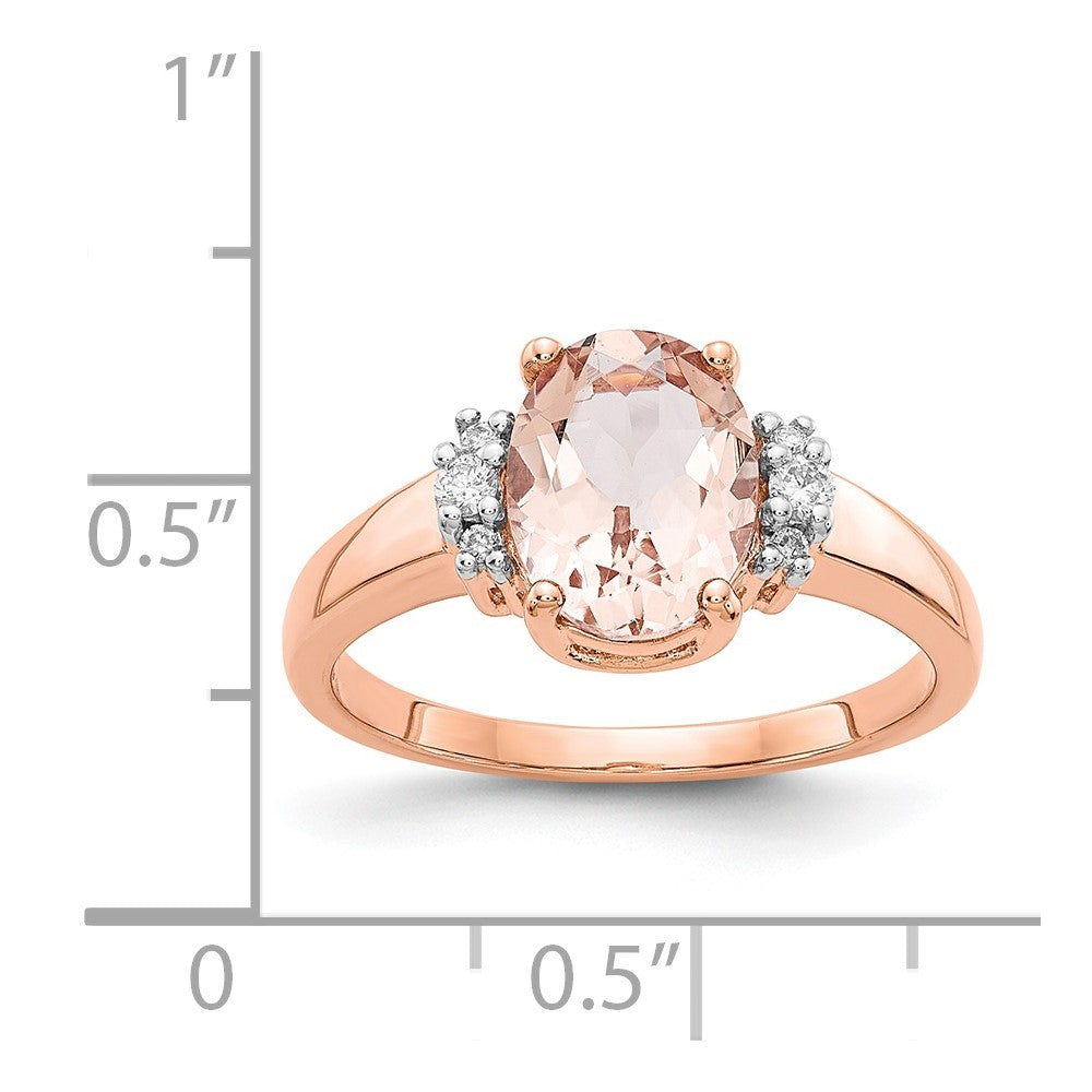 14K Rose Gold Morganite and Real Diamond Ring