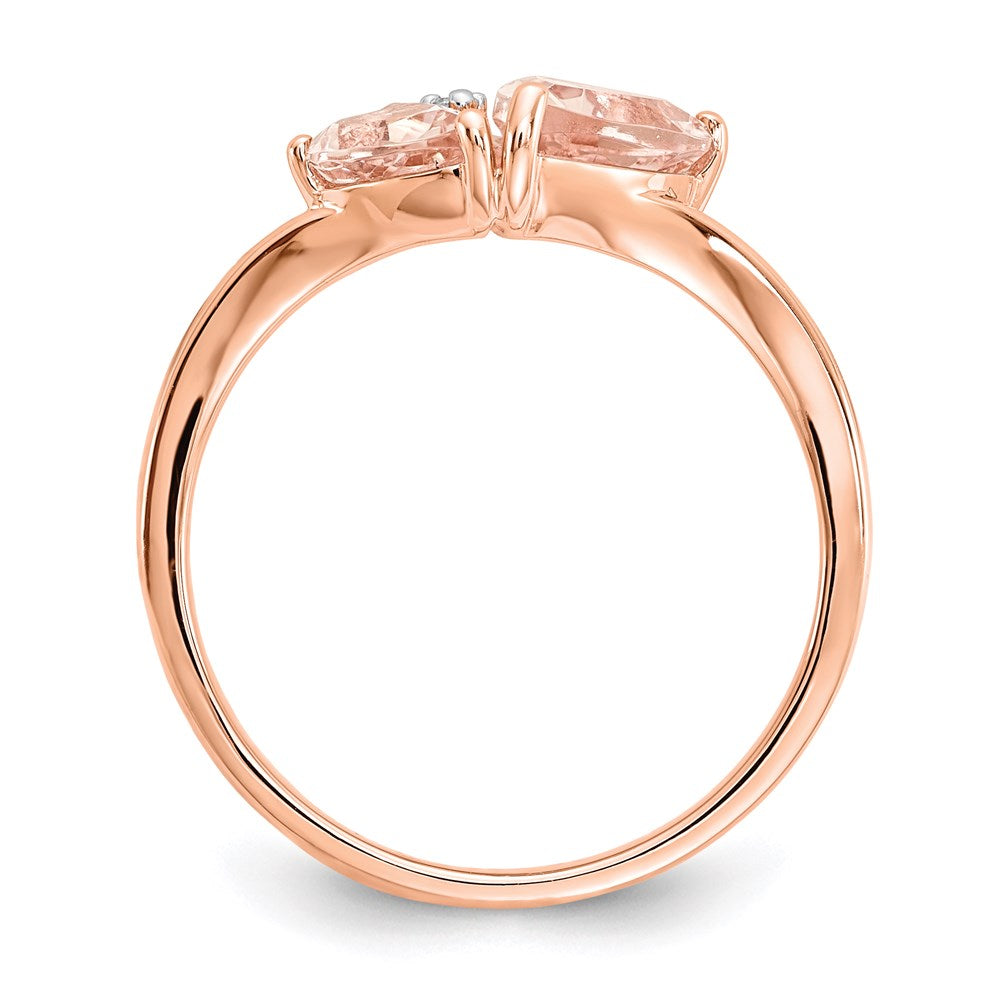 14K Rose Gold Morganite and Real Diamond Ring