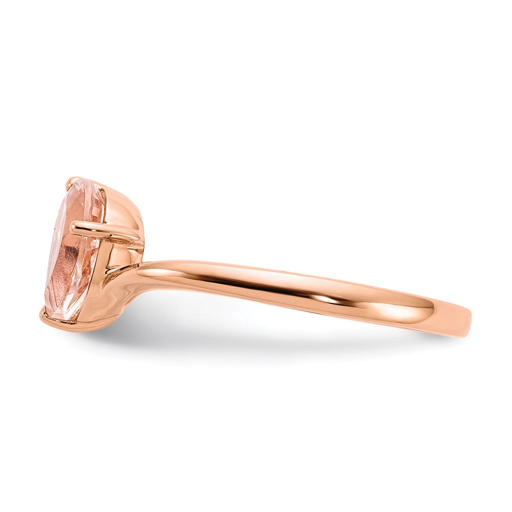 14K Rose Gold Morganite and Real Diamond Ring