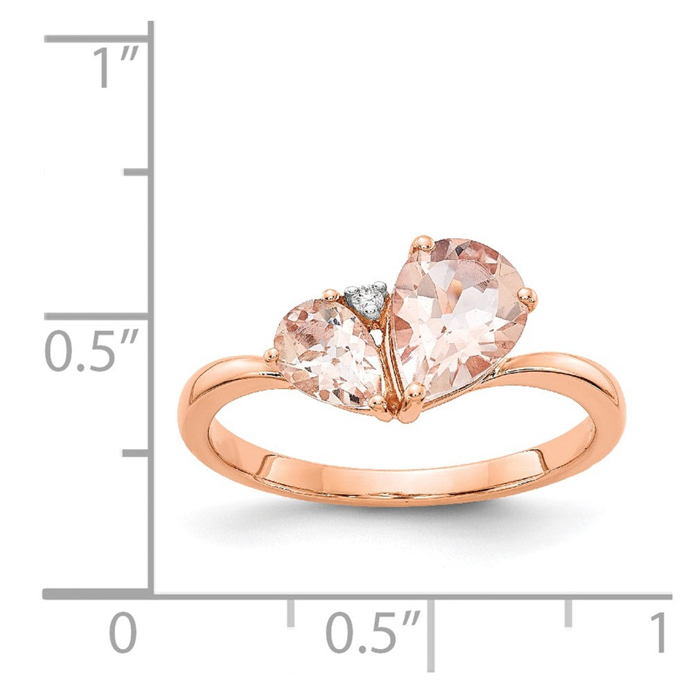 14K Rose Gold Morganite and Real Diamond Ring