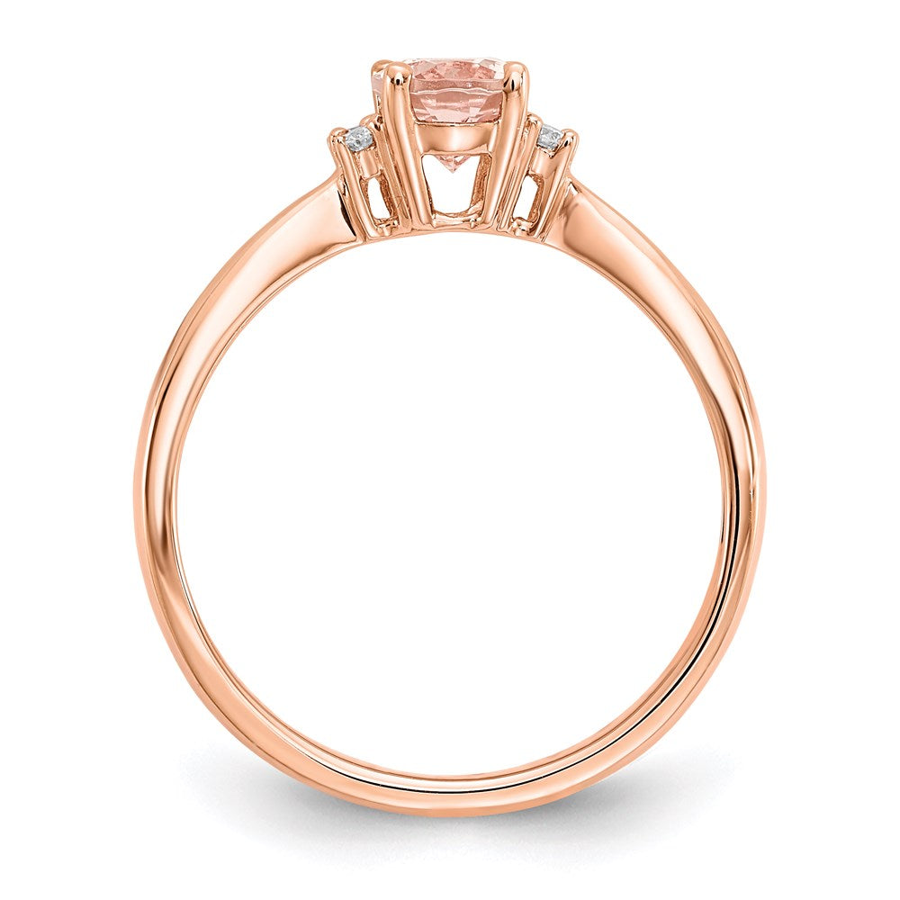 14k Rose Gold Oval Morganite & Real Diamond Ring