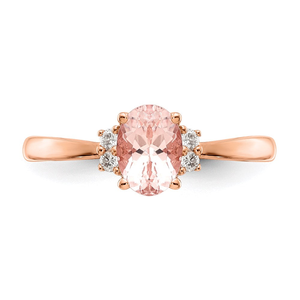 14k Rose Gold Oval Morganite & Real Diamond Ring