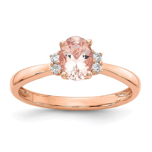 14k Rose Gold Oval Morganite & Real Diamond Ring