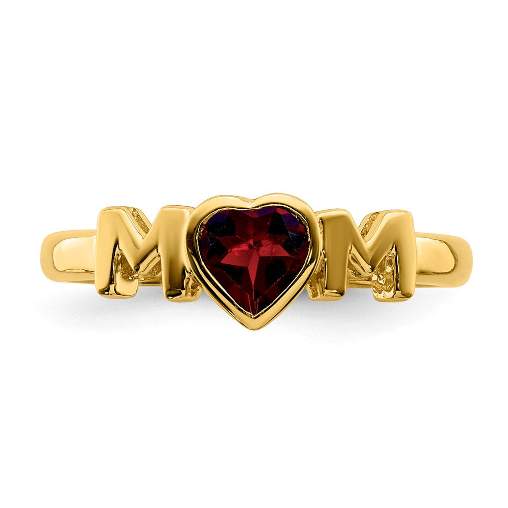 14K Yellow Gold Garnet MOM Ring