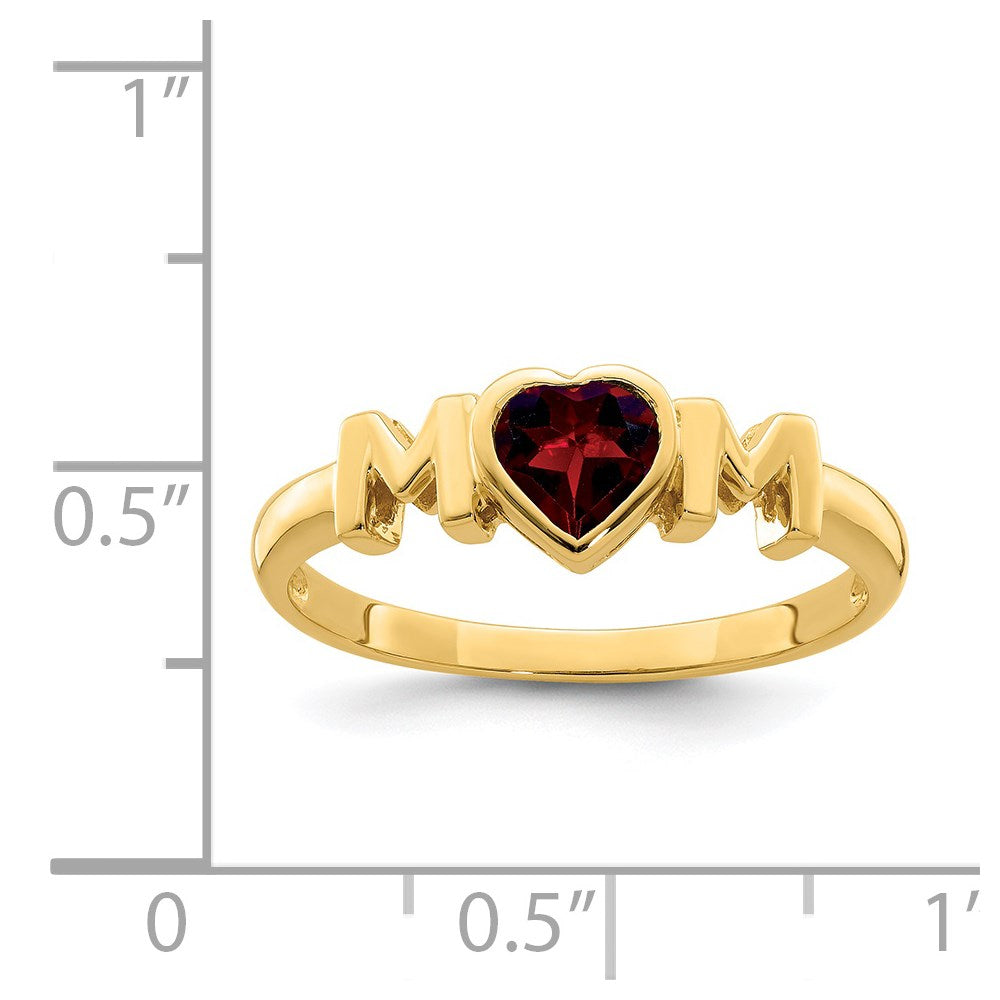 14K Yellow Gold Garnet MOM Ring