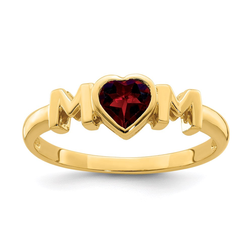 14K Yellow Gold Garnet MOM Ring