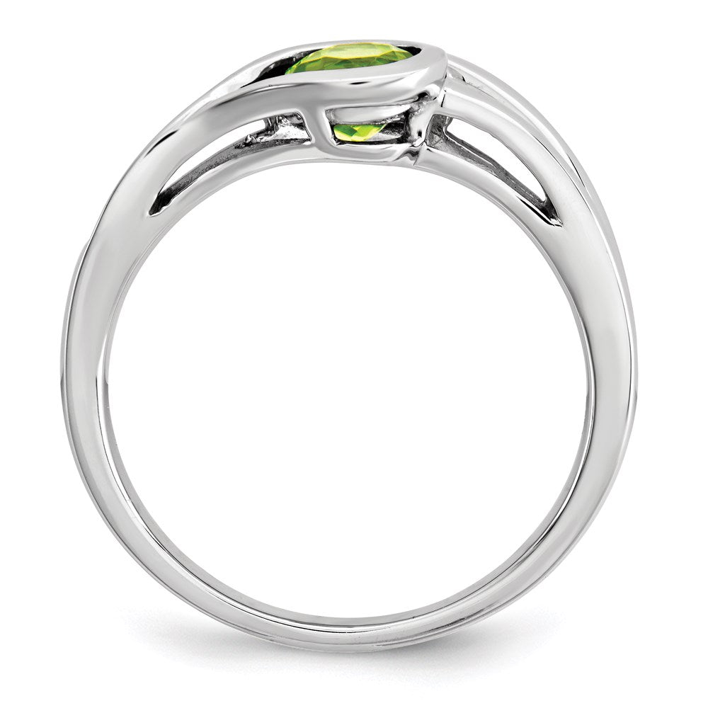 14K White Gold Real Diamond & Peridot Ring