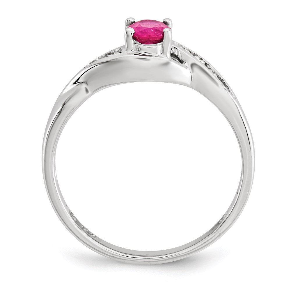 14k White Gold Composite Ruby & Real Diamond Ring