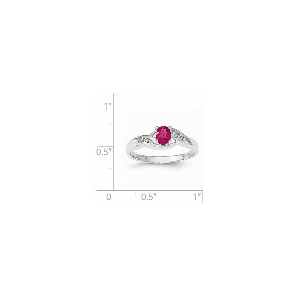 14k White Gold Composite Ruby & Real Diamond Ring