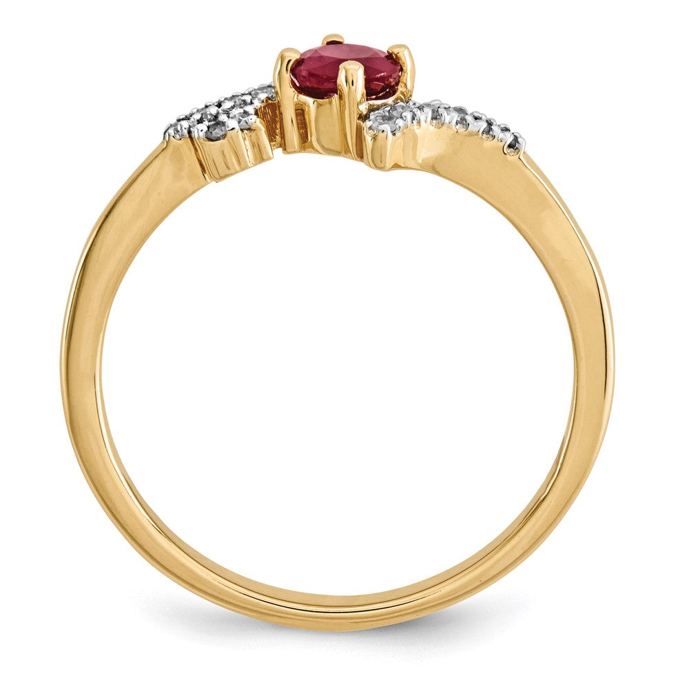 14K Yellow Gold Composite Ruby & Real Diamond Ring