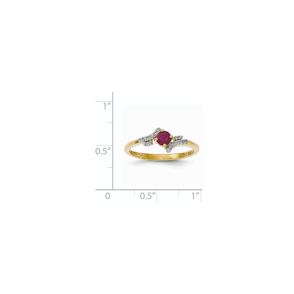 14K Yellow Gold Composite Ruby & Real Diamond Ring