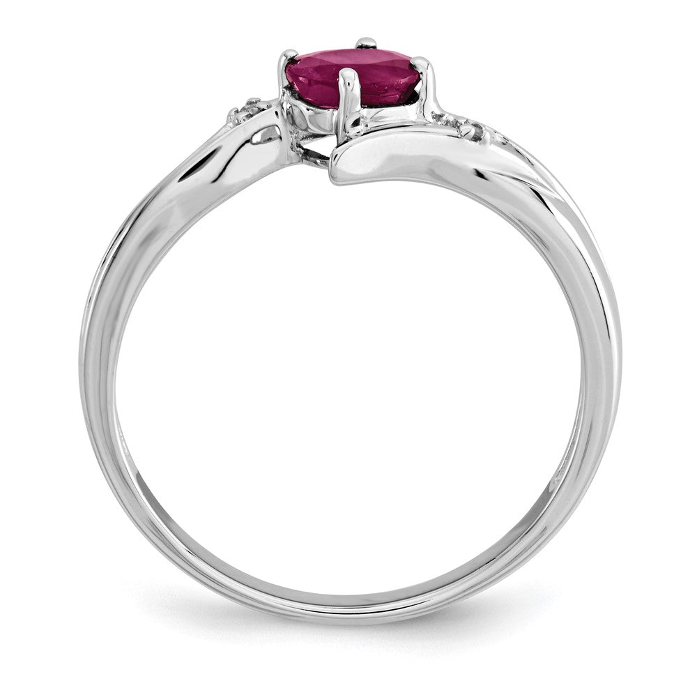 14K Yellow Gold White Polished Real Diamond Ruby Ring