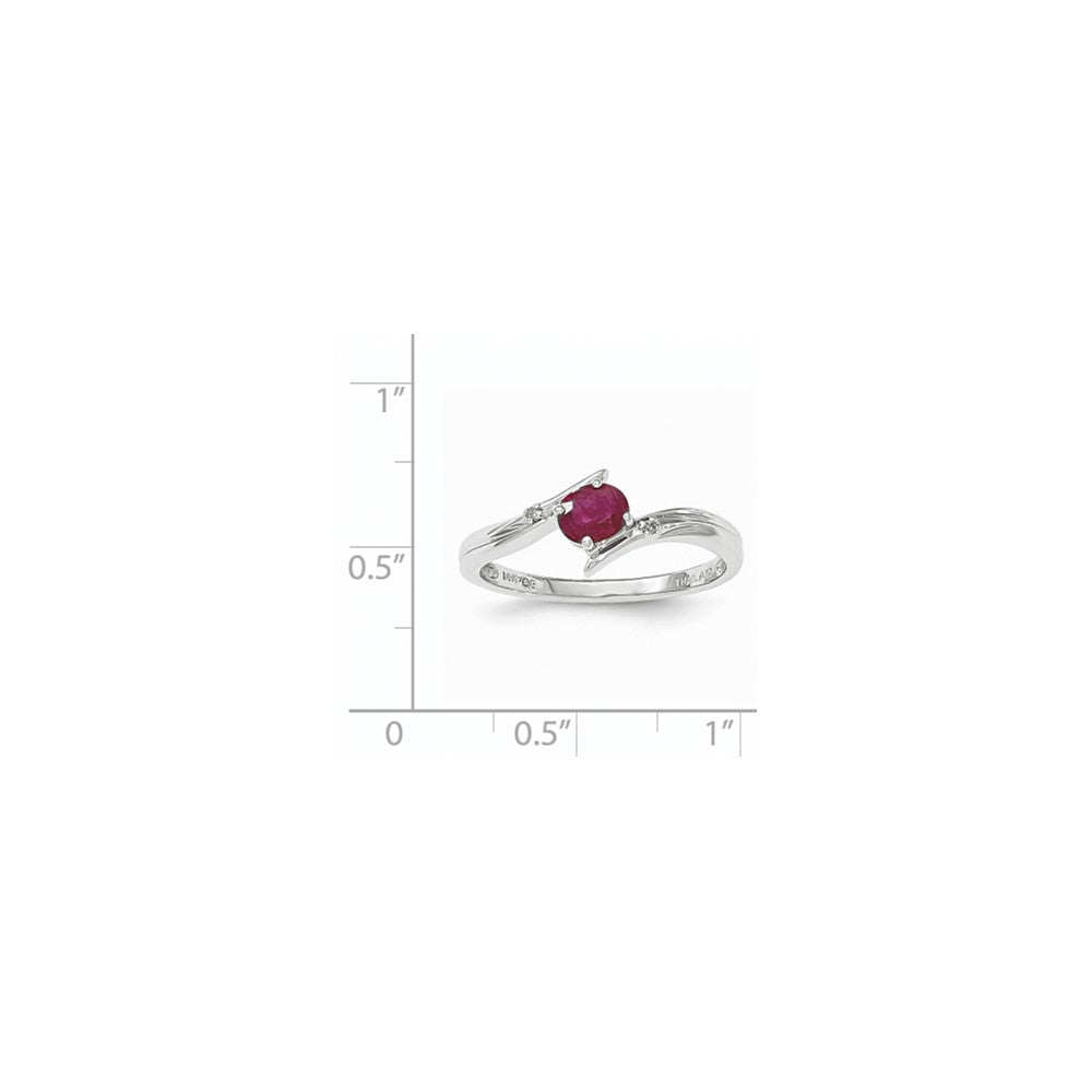 14K Yellow Gold White Polished Real Diamond Ruby Ring