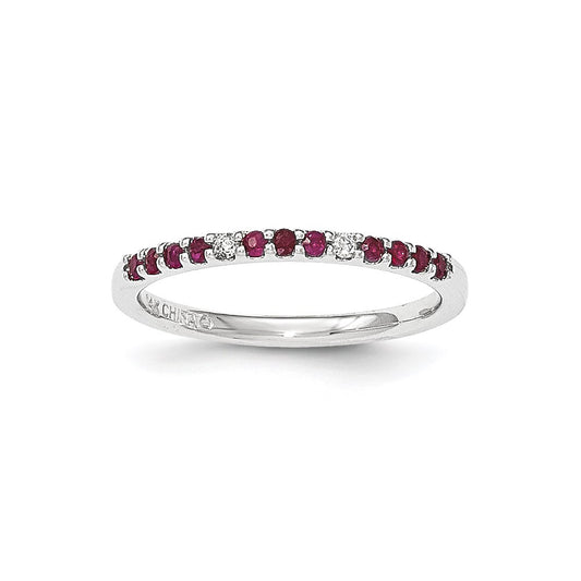 14K White Gold Real Diamond & Ruby Ring