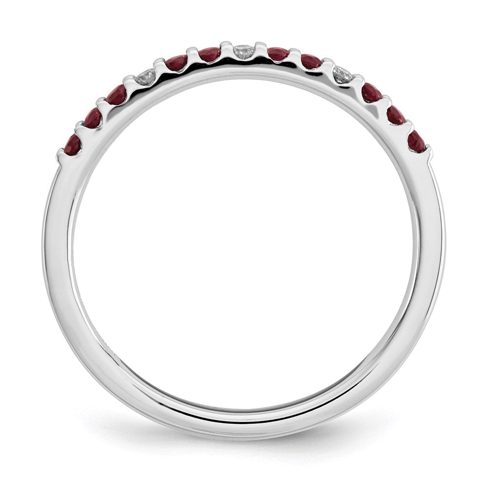 14K White Gold Real Diamond and Ruby Ring